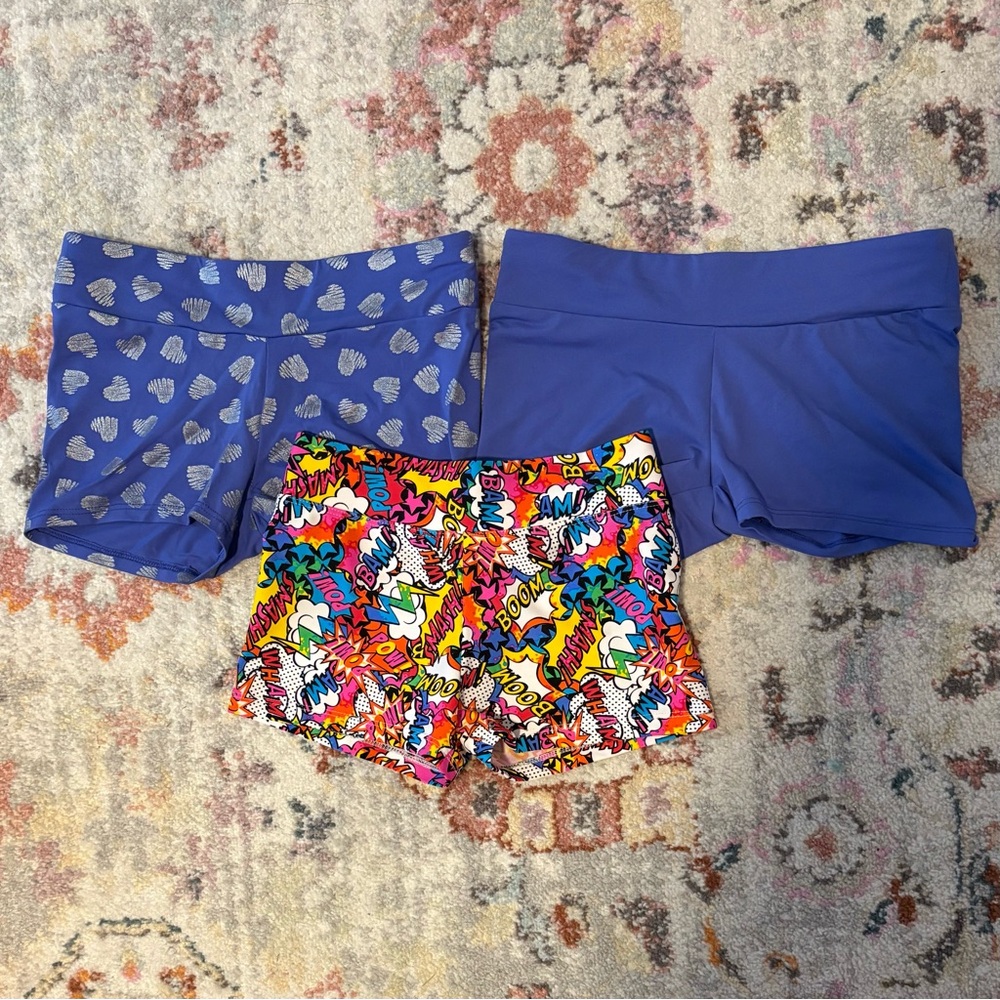 Colorful Graphic and Purple Dance or Gymnastics Shorts Set